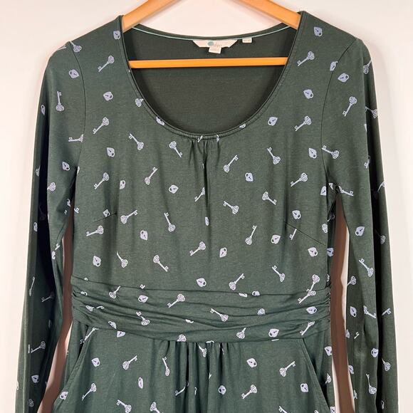 Boden Chatsworth Green Trinket Mabel Dress US 8 R Jersey Knit Lock Key Pockets - Picture 3 of 12